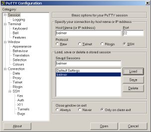 puTTY Configuration Window